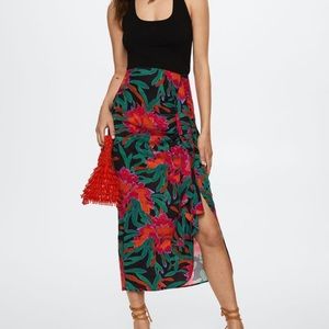 Mango Floral Midi Skirt Size M
